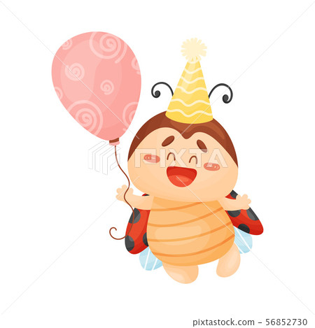 Cute ladybug with a balloon. Vector illustration on a white background. Cute ladybug with a balloon. Vector illustration on a white background. 56852730