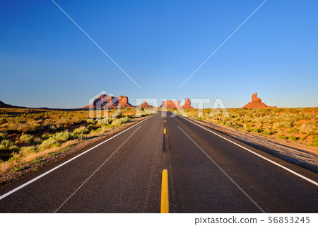 Empty scenic highway in Monument Valley Empty scenic highway in Monument Valley 56853245