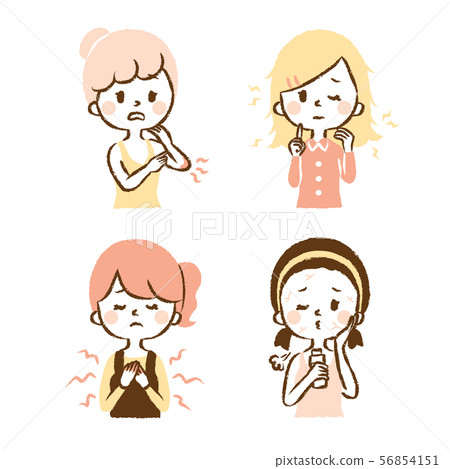 Dry red crack, crack, static electricity, beauty trouble, illustration set 56854151