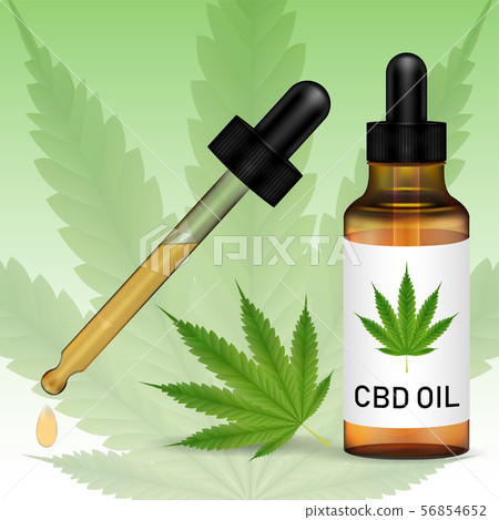 Cannabidiol or CBD oil with marijuanna leaf 56854652