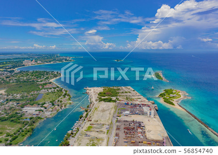 巴哈馬旅行照片素材空中射擊船海上無人機 56854740