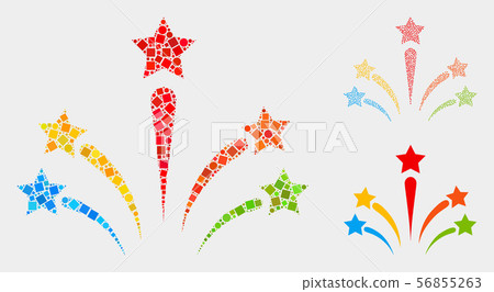 Salute Star Fireworks Icon Mosaics of Squares and Circles 56855263