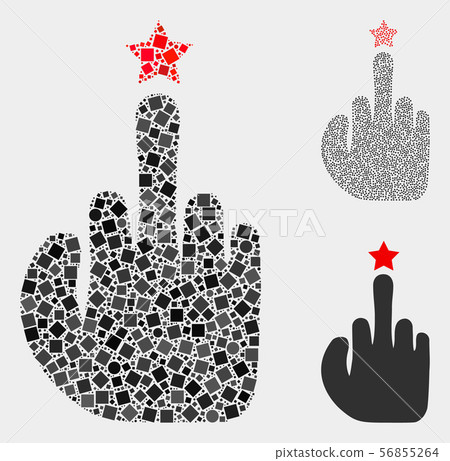 Rude Finger Gesture Icon Mosaics of Squares and Circles 56855264