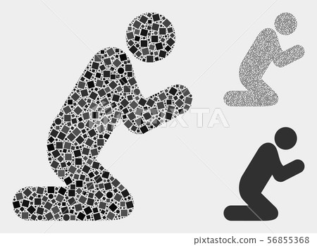 Pray Person Icon Collages of Squares and Circles 56855368