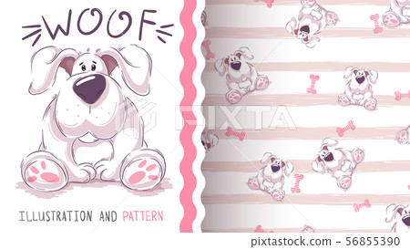 Cute cartoon dog - seamless pattern - Stock Illustration [56855390] - PIXTA