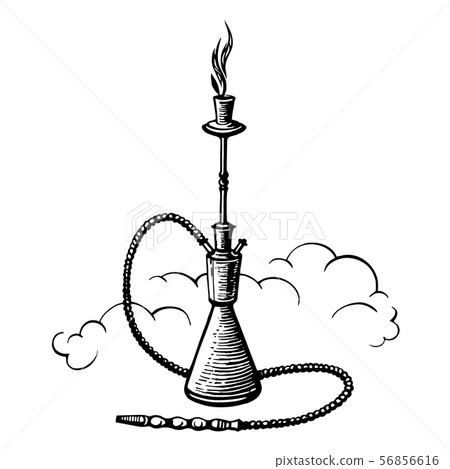 Hand Drawn Vintage Hookah Vector Sketch Shisha Stock Illustration