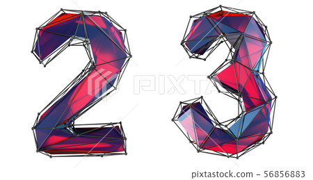Number set 2, 3 made of red color glass. Number set 2, 3 made of red color glass. 56856883