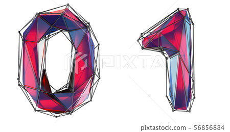 Number set 0, 1 made of red color glass. 56856884