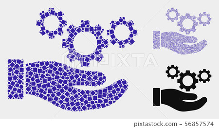 Cogs Service Hand Icon Mosaics of Squares and Circles Cogs Service Hand Icon Mosaics of Squares and Circles 56857574