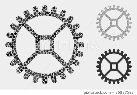 Clock Gear Icon Collages of Squares and Circles Clock Gear Icon Collages of Squares and Circles 56857582