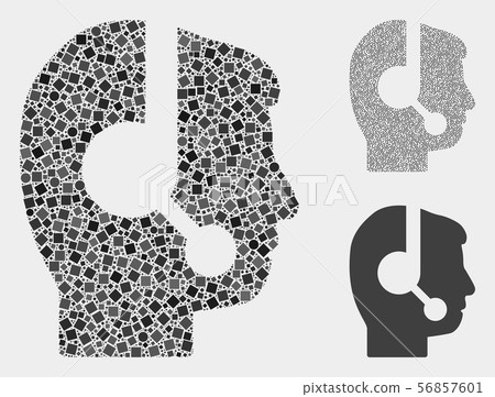 Call Center Operator Icon Mosaics of Squares... - Stock Illustration ...