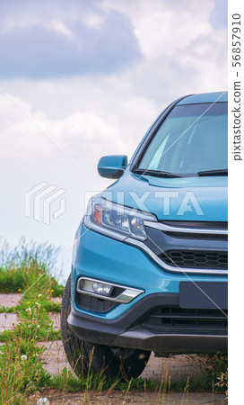honda suv on a paved platform in mountains 56857910