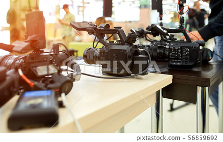 Behind the scenes of filming movies and video products, setting up equipment for shooting video and 56859692