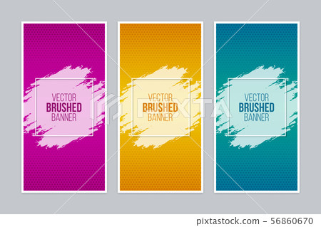 Colorful brushed banners with square frames Colorful brushed banners with square frames 56860670