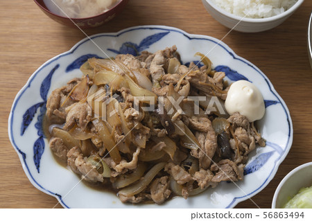 Pork and eggplant ginger grilled set meal 56863494