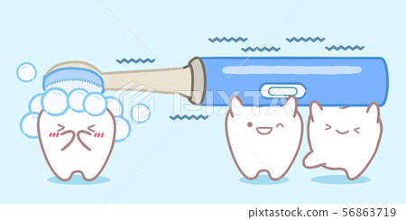 tooth with electric toothbrush 56863719
