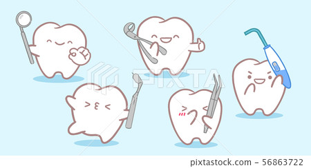 cute cartoon tooth with tool 56863722