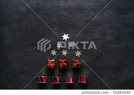 Gift boxes and Christmas decorations composition Gift boxes and Christmas decorations composition 56864846