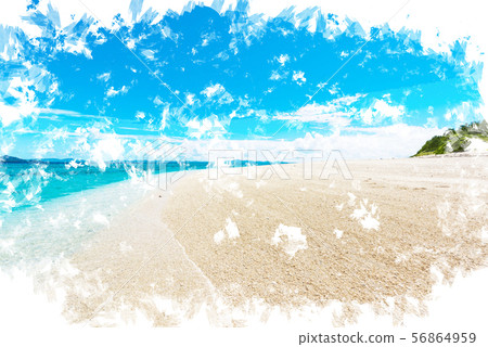 Illustration of a beach in Minnajima, Okinawa Illustration of a beach in Minnajima, Okinawa 56864959