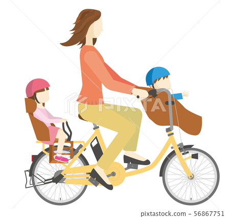 父母和孩子騎電動輔助自行車兒童座椅(3人座/私人)的插圖|信息圖表 父母和孩子騎電動輔助自行車兒童座椅(3人座/私人)的插圖|信息圖表 56867751