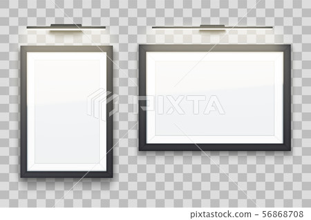Set of Picture frames with light in gallery - Stock Illustration ...