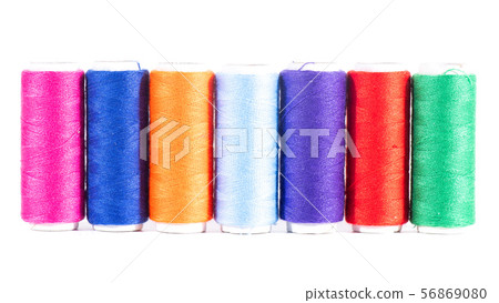 Some skeins of colored sewing threads Some skeins of colored sewing threads 56869080