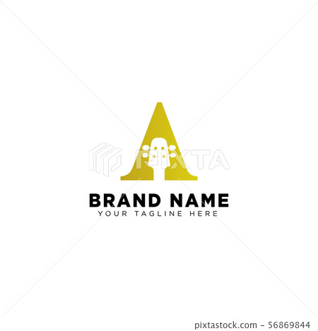initial A guitar linear logo design template initial A guitar linear logo design template 56869844