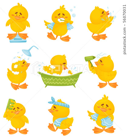 Set of images of a humanized duckling. Vector illustration on a white background. Set of images of a humanized duckling. Vector illustration on a white background. 56870031