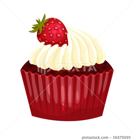 Chocolate cupcake with whipped cream. Vector illustration on a white background. Chocolate cupcake with whipped cream. Vector illustration on a white background. 56870095