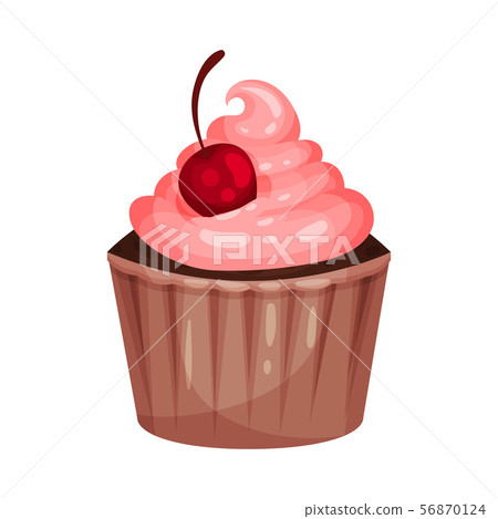 Cupcake with pink cream. Vector illustration on a white background. Cupcake with pink cream. Vector illustration on a white background. 56870124