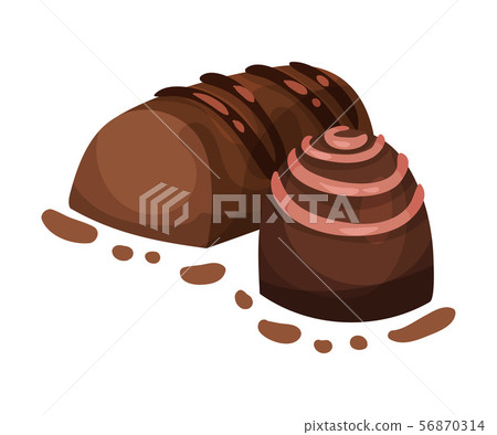 Two chocolate candies. Vector illustration on a white background. 56870314