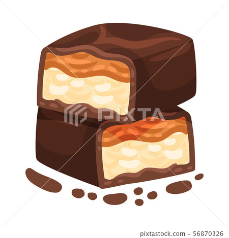 Two halves of chocolate candy. Vector illustration on a white background. 56870326