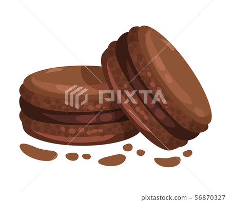 Two chocolate chip cookies. Vector illustration on a white background. 56870327