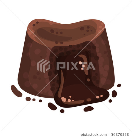 Pie with liquid chocolate filling. Vector illustration on a white background. 56870328