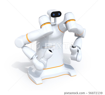 An image of a double-armed robot on a white background. Concept of collaborative robot. original design 56872139