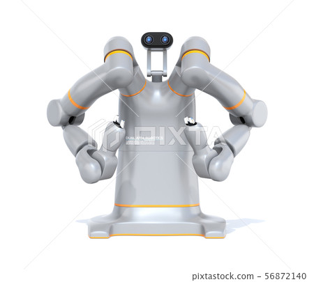 An image of a double-armed robot on a white background. Concept of collaborative robot. original design 56872140