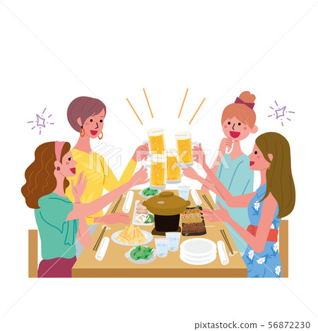 Beer toast girls' association illustration 56872230