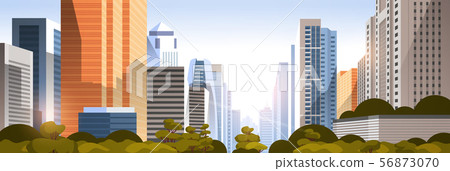 beautifil city on sunset panorama skyline high skyscrapers modern cityscape background flat beautifil city on sunset panorama skyline high skyscrapers modern cityscape background flat 56873070