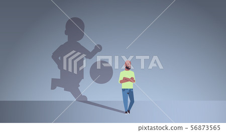 african american man dreaming about playing football shadow of player with ball imagination 56873565