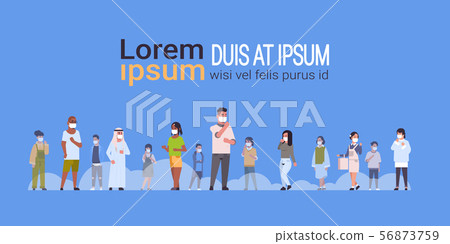 people wearing face masks environmental industrial smog dust toxic air pollution and virus 56873759