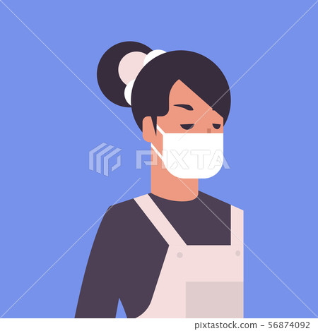 woman wearing face mask environmental industrial smog dust toxic air pollution and virus protection 56874092