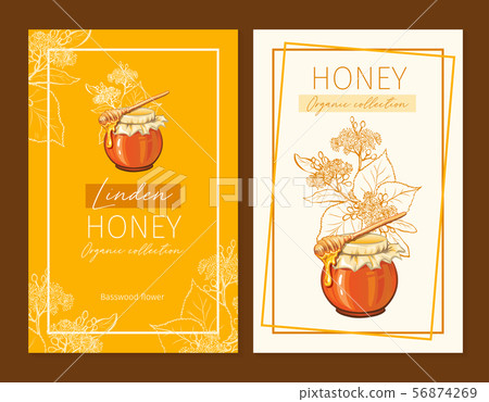 Linden Honey Print Template Yellow And Orange Stock Illustration