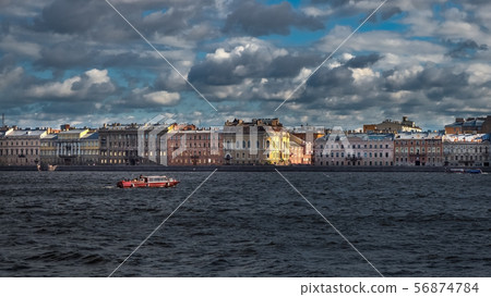 Beautiful landscape with floating passenger ship  56874784