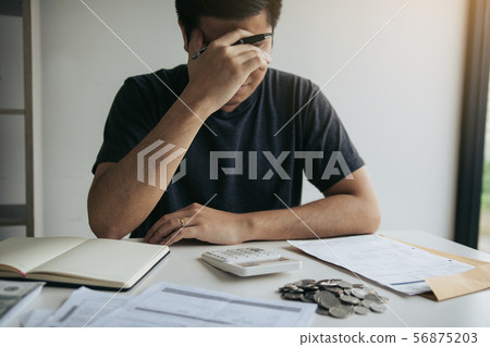 Asian men are stressed about financial problems, 56875203