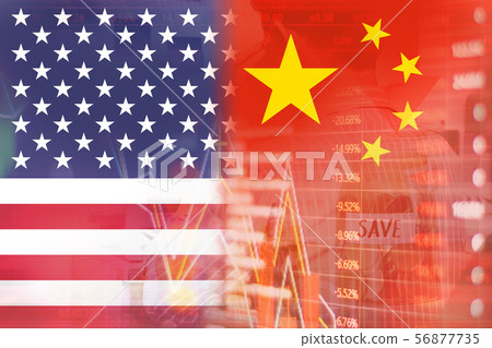 Trade War,US and China trade war economy conflict turmoil and global economic gloom cast a dark Trade War,US and China trade war economy conflict turmoil and global economic gloom cast a dark 56877735