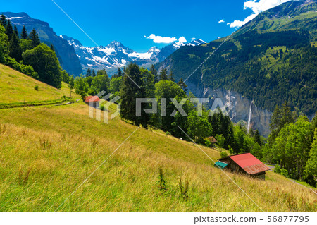 Mountain village Wengen, Switzerland 56877795