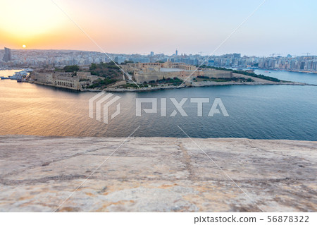 Malta. Old stone fortifications on Manoel island. 56878322