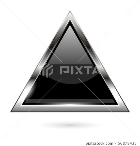 Black glass button. 3d shiny triangle icon - Stock Illustration ...