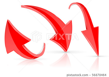 Down and up 3d arrow. Red signs with reflection Down and up 3d arrow. Red signs with reflection 56878464