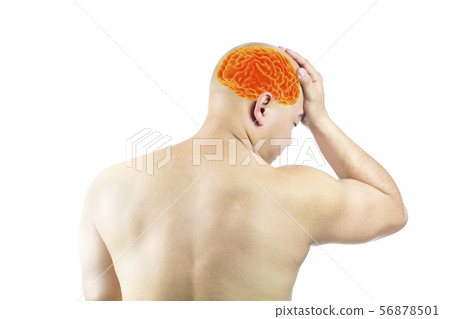 asian man touch head feel headache migraine asian man touch head feel headache migraine 56878501